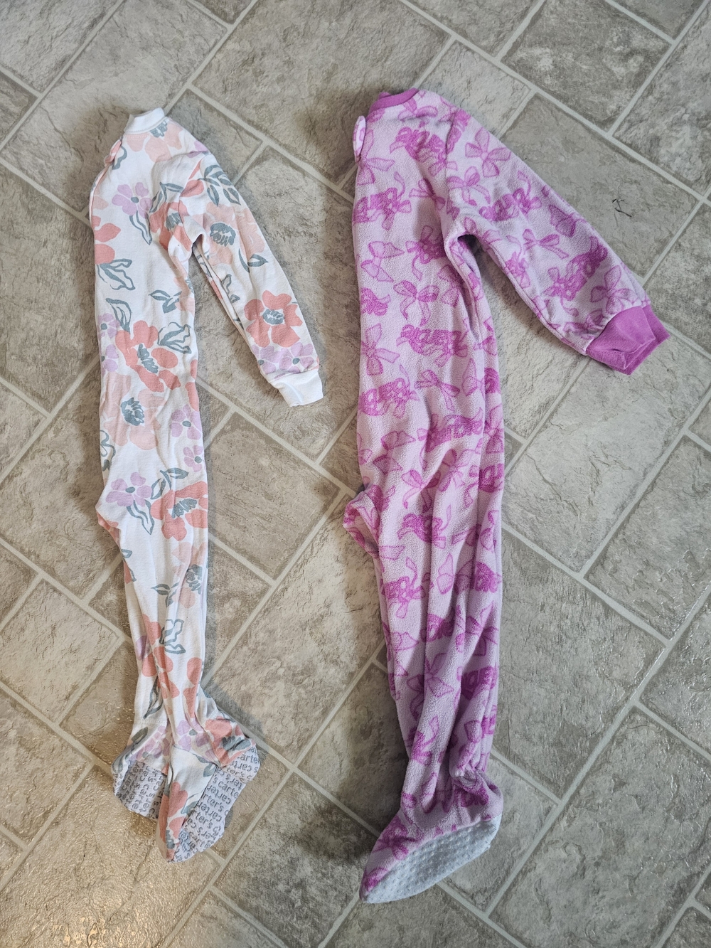 Carter's Pink and White Floral & Pink Barbie Toddler One Piece Pjs